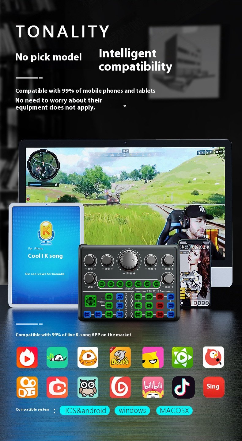 Sound Card V-P200 Multi-Sound Live for TikTok Facebook Podcast Game Singing Hot Sound Card(pic7)
